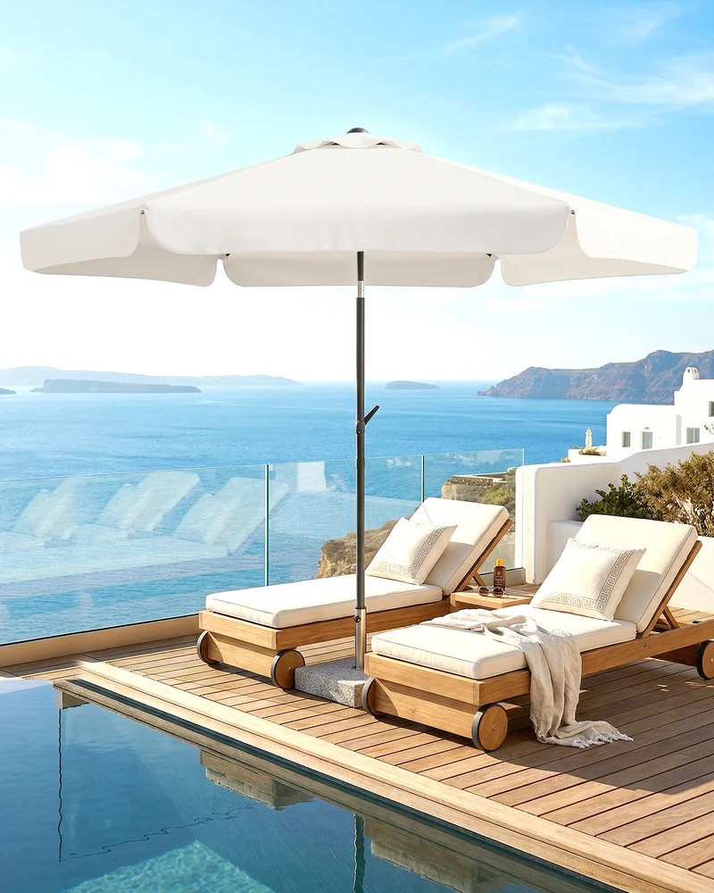 Sekey Sonnenschirm Ø200 cm rund mit Kurbel & Knickfunktion – Balkon Sonnenschirm UV50+, wetterfest & stabil für Terrasse, Garten & Camping