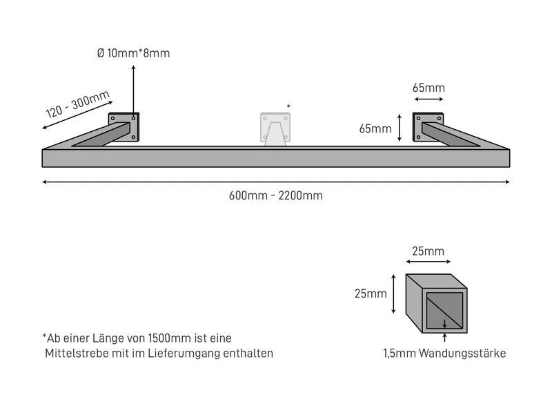 Kleiderstange RECHTECK Wand