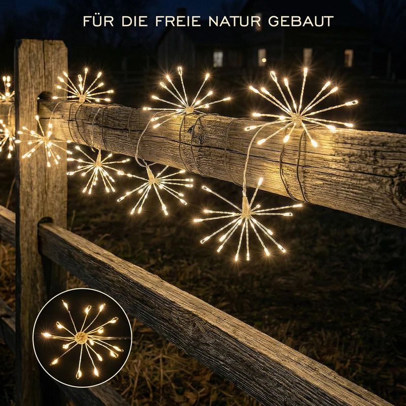 Salcar LED Solar Feuerwerk Lichterkette Außen – 75 LEDs, 8 Modi, Warmweiß Garten- & Weihnachtsdeko