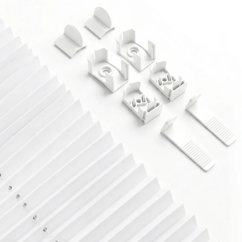 Sekey Klemmfix Plissee ohne Bohren – freihängend, verstellbare Schnurspanner, 1,5 cm Alu-Schiene, Weiß