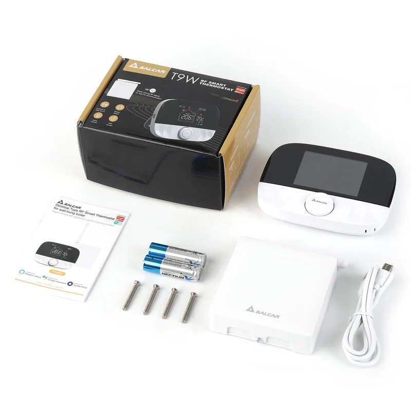 Salcar T9W Smart WLAN Thermostat für Gastherme – Raumthermostat mit RF-Empfänger, Tuya App, programmierbar, kompatibel mit Amazon Alexa & Google Home