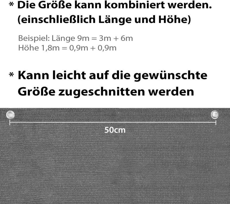 Sekey Balkon Sichtschutz Anthrazit – HDPE 220 g/m², leicht transparent, wind- & UV-beständig, wetterfest mit Ösen & Kabelbindern