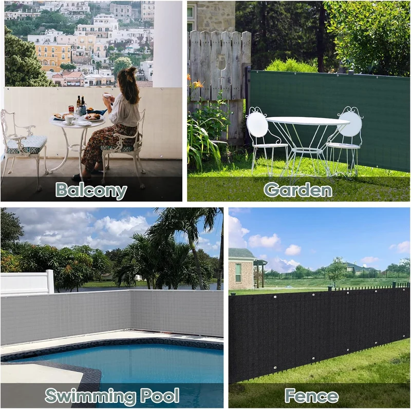 Sekey Balkon Sichtschutz, HDPE 220 g/m², halbtransparent, wind- und UV-beständig, wetterfest, mit Ösen, Nylon-Kabelbindern und Kordel, anthrazit
