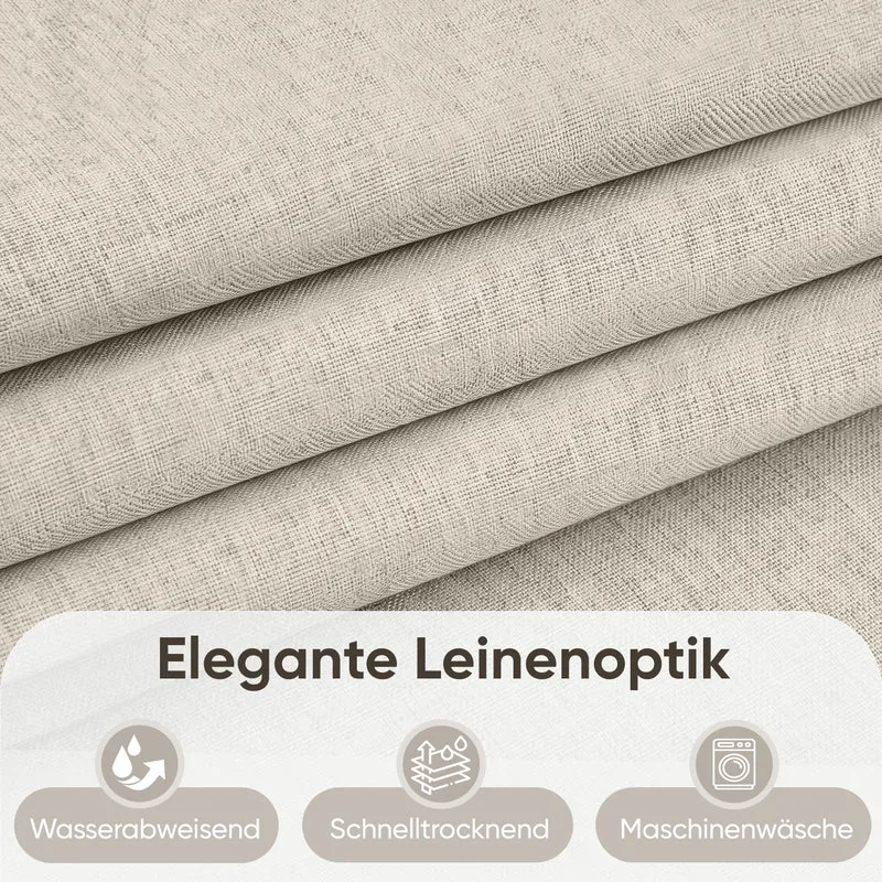 Sekey Duschvorhang, Beige, Wasserabweisender Badvorhang in Leinenoptik, 100 % Polyester, mit Beschwerungsband & 8 Duschvorhangringen, Waschbar bei 30 °C