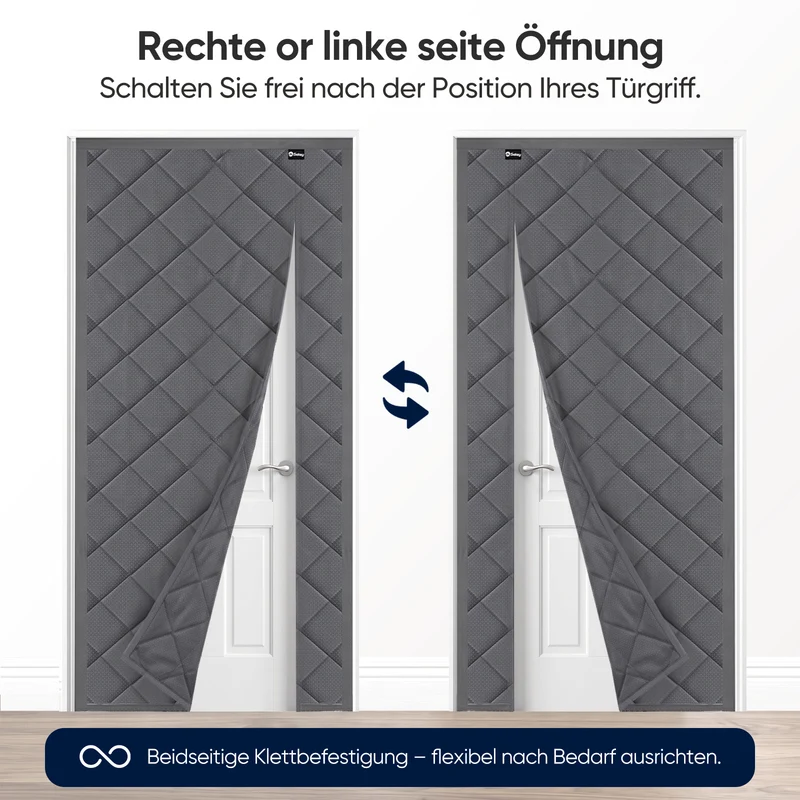 Sekey Thermo Türvorhang mit Magnetverschluss, Wärmeschutz & Energiesparvorhang aus Baumwoll-Polyester, Zugluftstopper für Balkon-, Terrassen- & Wohnungstüren