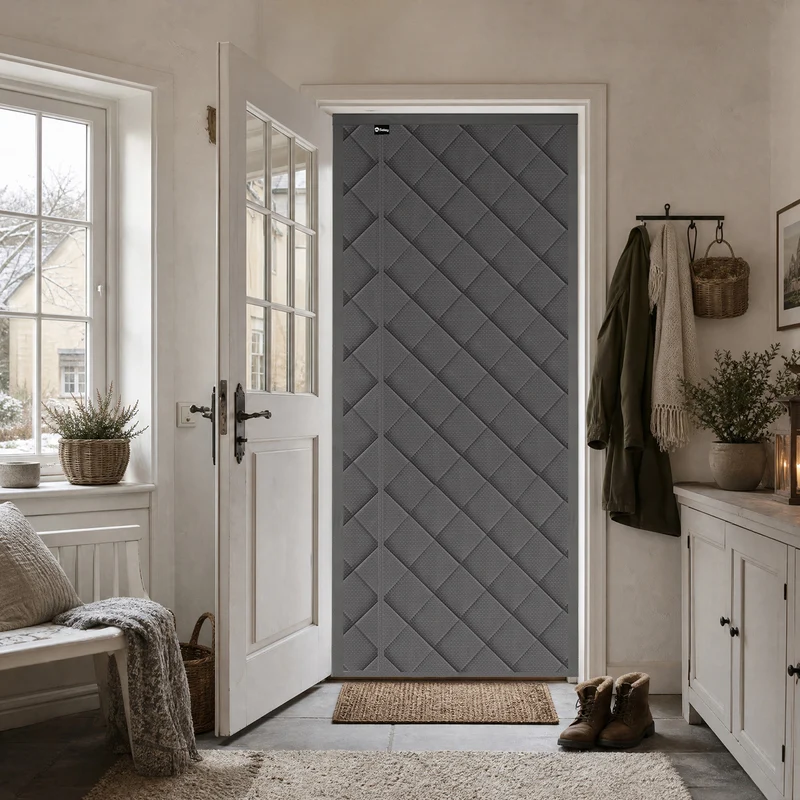 Sekey Thermo Türvorhang mit Magnetverschluss, Wärmeschutz & Energiesparvorhang aus Baumwoll-Polyester, Zugluftstopper für Balkon-, Terrassen- & Wohnungstüren