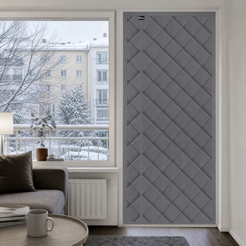 Sekey Thermo Türvorhang mit Magnetverschluss, Wärmeschutz & Energiesparvorhang aus Baumwoll-Polyester, Zugluftstopper für Balkon-, Terrassen- & Wohnungstüren