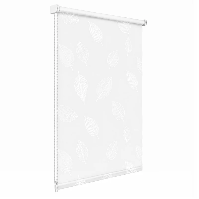 Sekey Rollo Blatt Weiß – Seitenzugrollo mit dekorativem Muster, Klemmfix ohne Bohren, lichtdurchlässig, stufenlos verstellbar