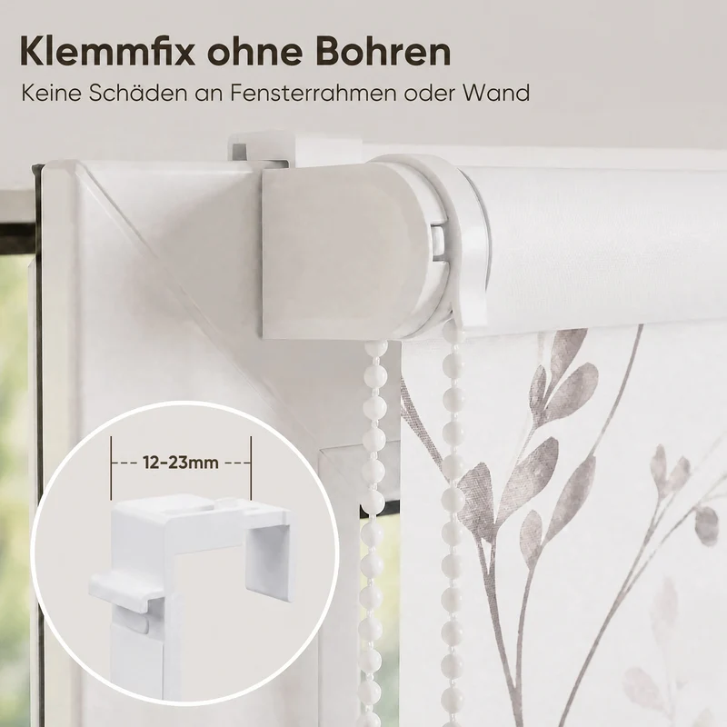 Sekey Verdunklungsrollo mit Muster – Seitenzugrollo Klemmfix ohne Bohren, stufenlos verstellbar, 4 Designs, Sicht- & Sonnenschutz