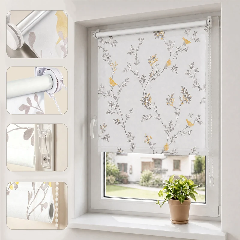 Sekey Verdunklungsrollo mit Muster – Seitenzugrollo Klemmfix ohne Bohren, stufenlos verstellbar, 4 Designs, Sicht- & Sonnenschutz
