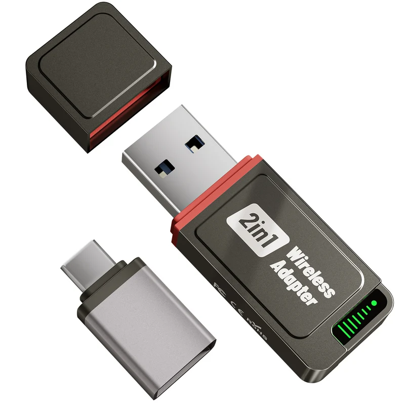 Salcar 2-in-1 Wireless Adapter für CarPlay & Android Auto – 2025 Upgrade, Dualband 5,8 GHz Auto-Dongle, ultrabreite Fahrzeugkompatibilität ab Baujahr 2016