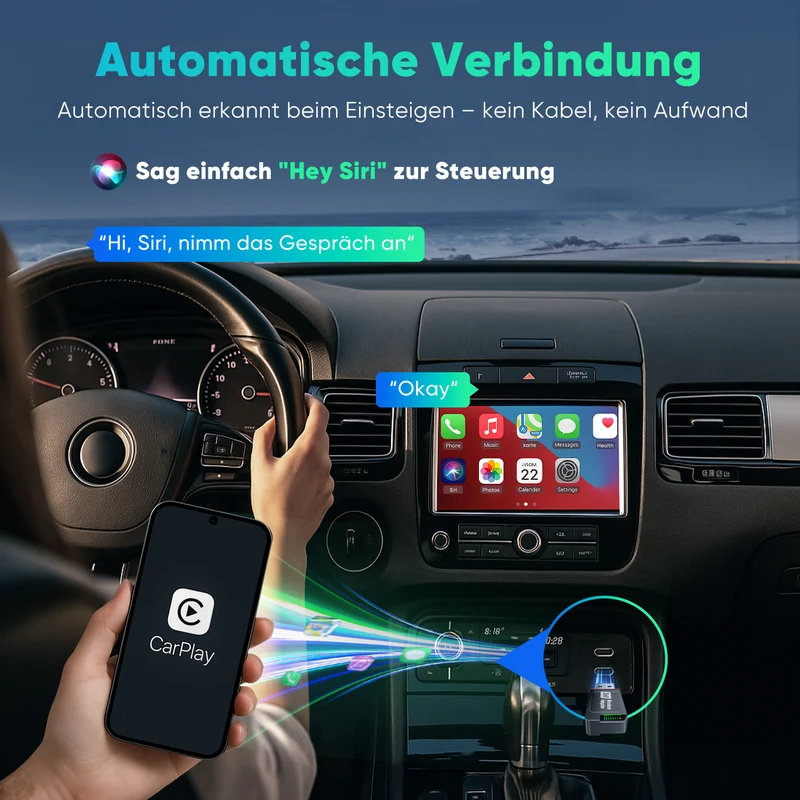 Salcar 2-in-1 Wireless Adapter für CarPlay & Android Auto – 2025 Upgrade, Dualband 5,8 GHz Auto-Dongle, ultrabreite Fahrzeugkompatibilität ab Baujahr 2016
