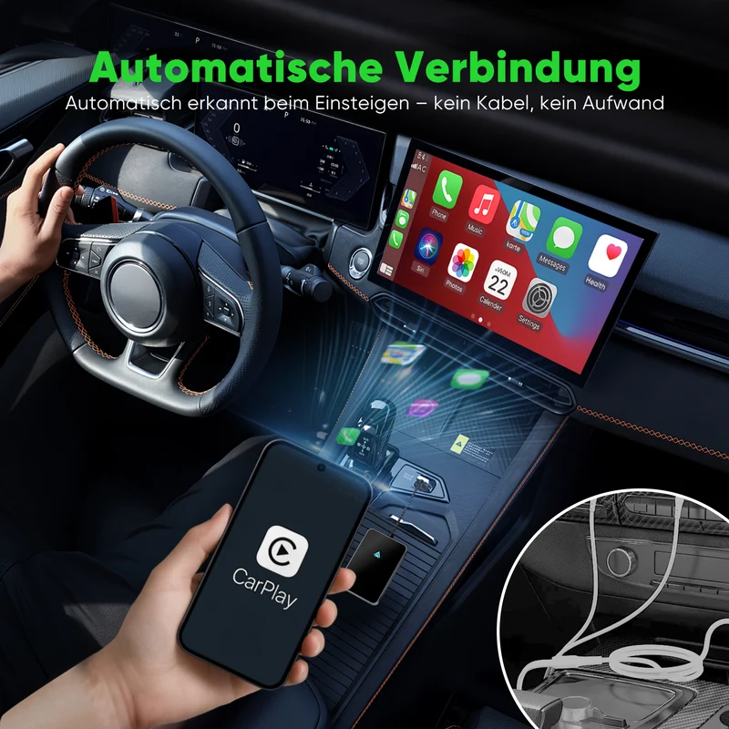 Salcar Wireless CarPlay Adapter für iPhone – Dualband 5,8 GHz, Verzögerungsfrei, Plug & Play Dongle für kabelloses CarPlay, kompatibel mit iPhone 6 & iOS 10+