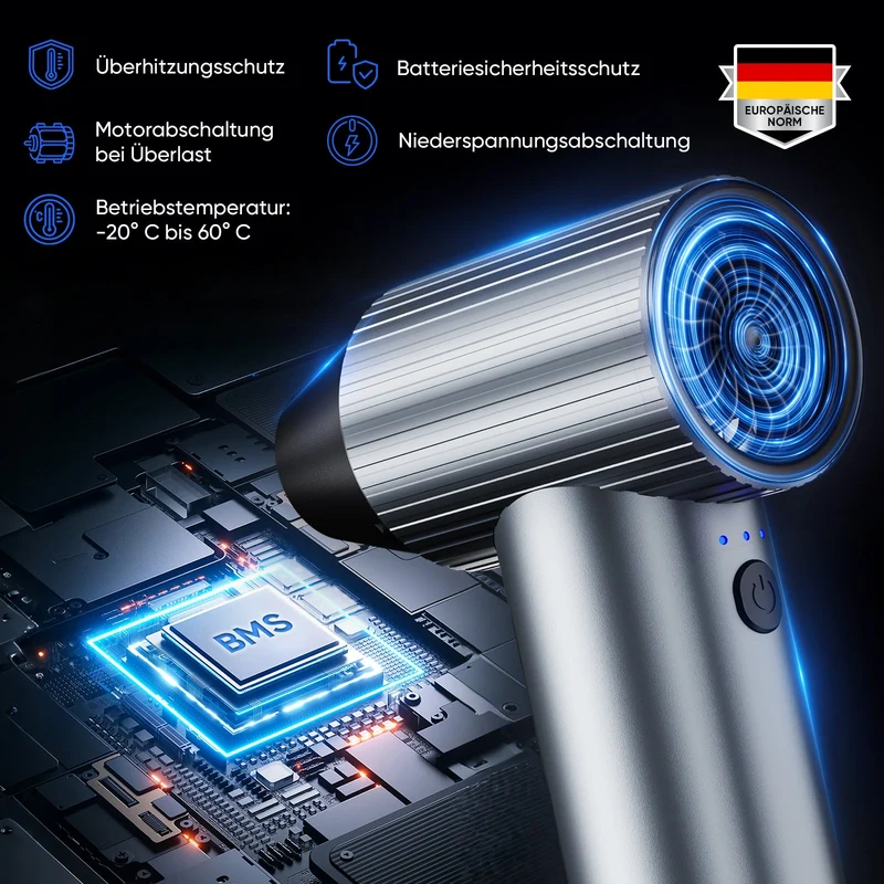 Salcar Elektrisches Staubgebläse X7 – Tragbares 3-Gang Air Duster mit Ultrakurzer Laufzeit für PC, Auto & Outdoor