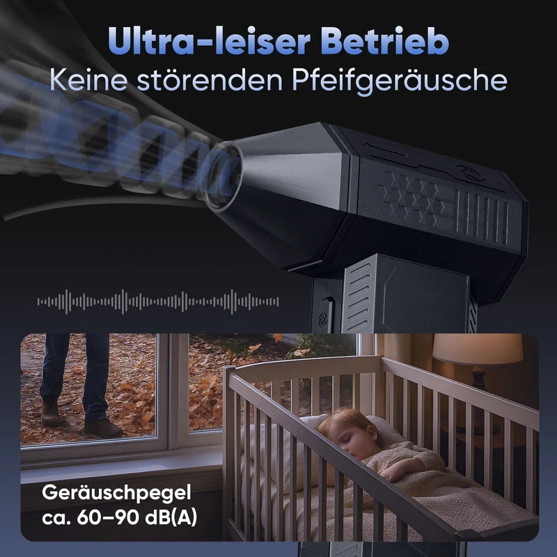 Salcar Elektrischer Air Duster X3 mit 130.000 U/min – Tragbares & Wiederaufladbares Staubgebläse mit 3 Stufen, Turbotaste & Super-Power für PC, Auto & Haushalt