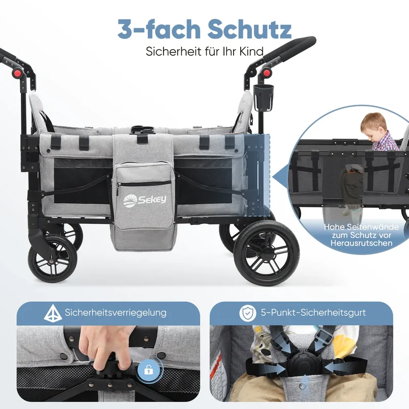 Sekey 80KG Faltbarer Kinderwagen für 2 Kinder zum Sitzen, 6060