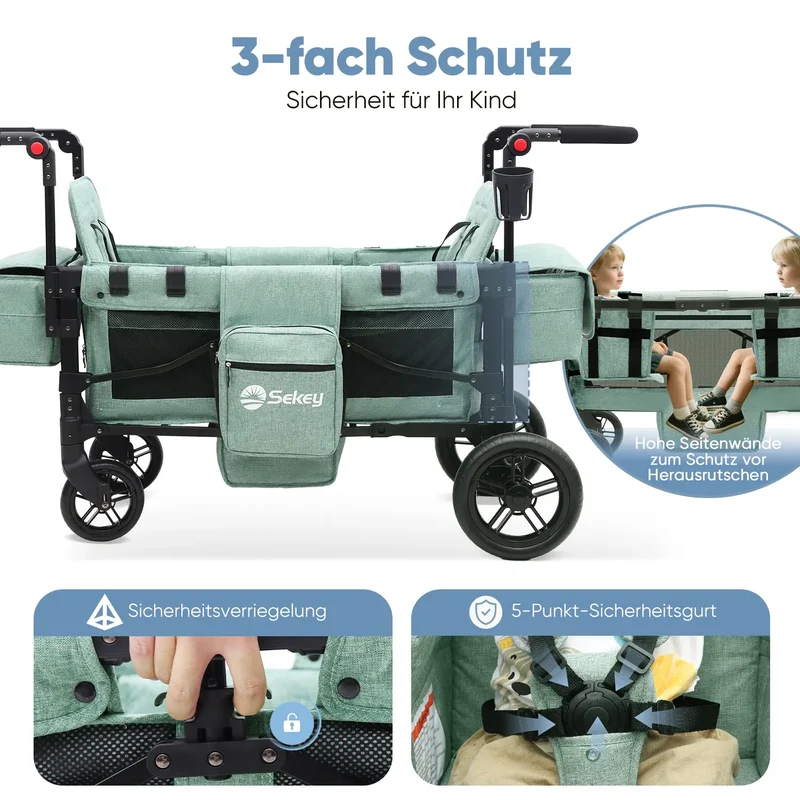 Sekey 80KG Faltbarer Kinderwagen für 2 Kinder zum Sitzen, 6060