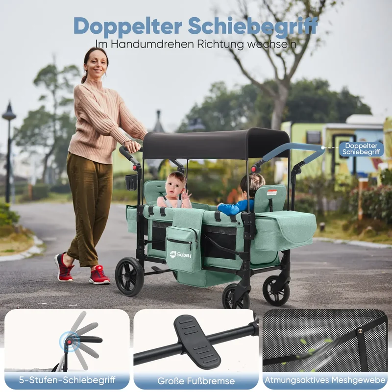 Sekey 80KG Faltbarer Kinderwagen für 2 Kinder zum Sitzen, 6060