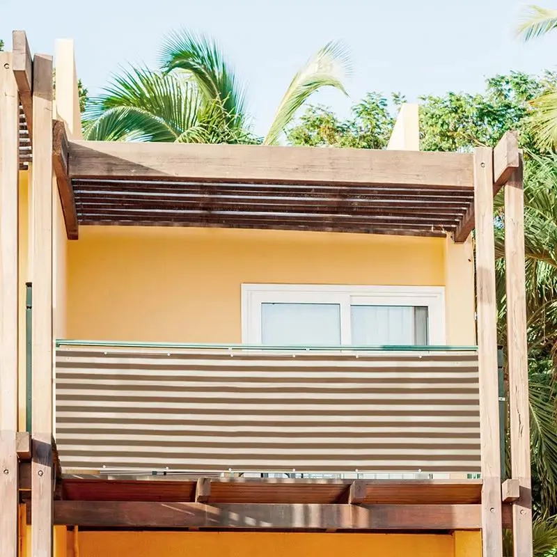Sekey Balkon Sichtschutz aus 220 g/m² HDPE,Braun-gelb gestreift