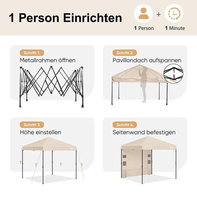 Sekey 300 x 300 cm Faltpavillon mit 1 Seitenteilen
