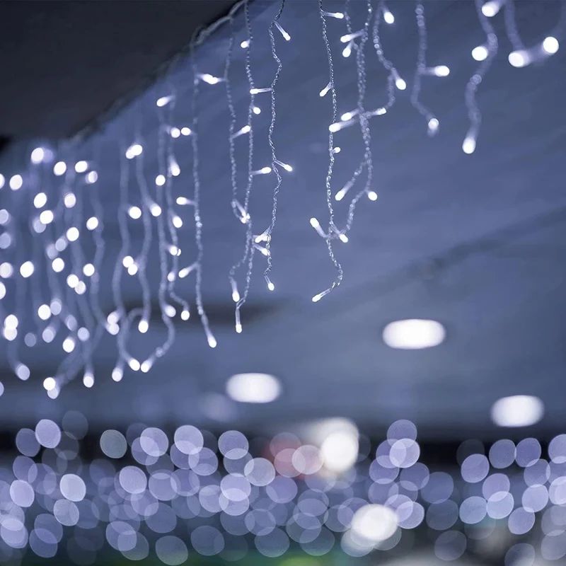 Salcar 5m/10m LED Eisregen Lichterkette Außen – 200 LEDs/ 400 LEDs mit Fernbedienung, 8 Modi & IP44 Wasserschutz, LED-Lichtervorhang für Weihnachten, Pavillon, Balkon & Innen/Deko