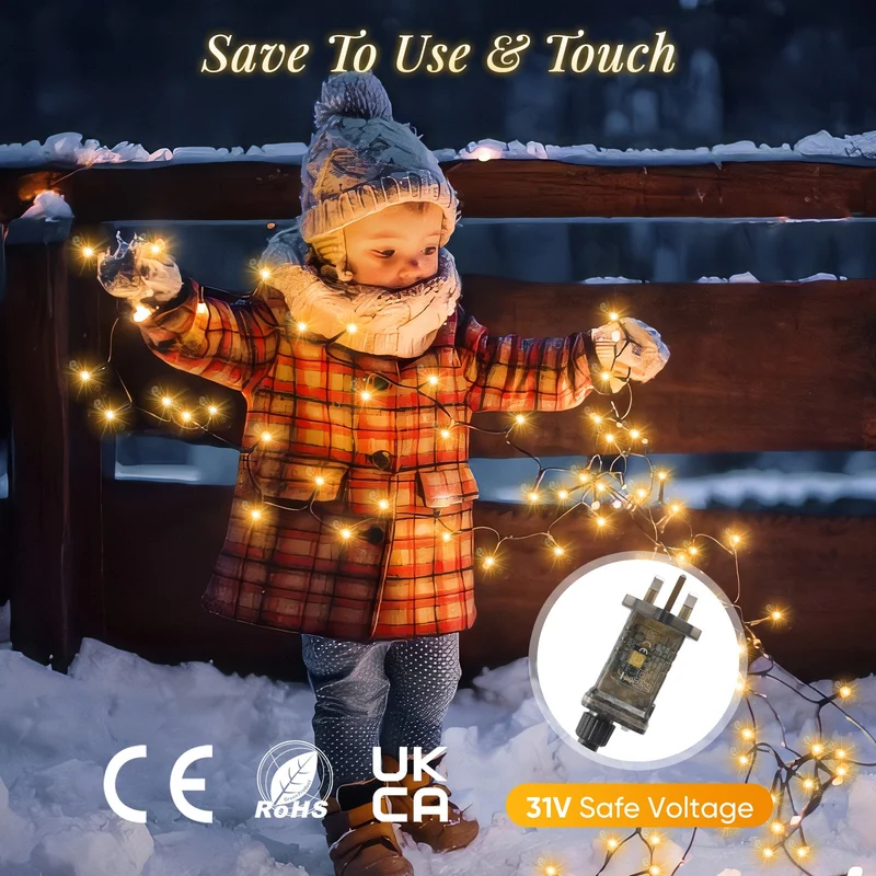 Salcar 3m LED Weihnachtsbaum-Lichterkette mit 10 Girlanden, Sternspitze & 360 LEDs – 8 Modi, Warmweiß, Sicher & Energiesparend