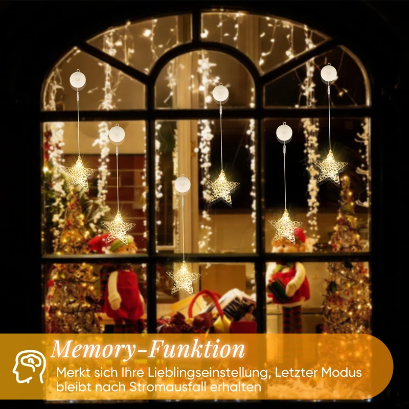Salcar LED-Stern Ø15 cm – Warmweiße Fensterdeko, Batteriebetrieben, Mit Saugnapf, Kabellos & Flexibel, Perfekte Weihnachts- und Partystimmung