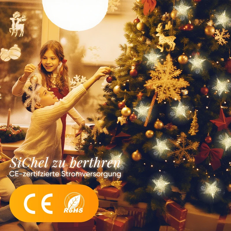 Salcar LED-Sterne 3er-Set Ø15 cm – Warmweiße Fensterdeko mit Netzstecker & Timer, Superhelle LEDs, Weihnachtsdeko für Innen & Außen