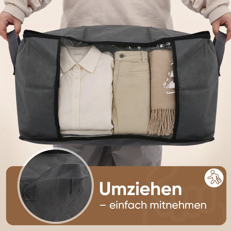 Sekey Unterbett-Aufbewahrungsboxen 60L & 90L Set für Kleidung, Bettwäsche und saisonale Textilien, Staub- und Feuchtigkeitsschutz