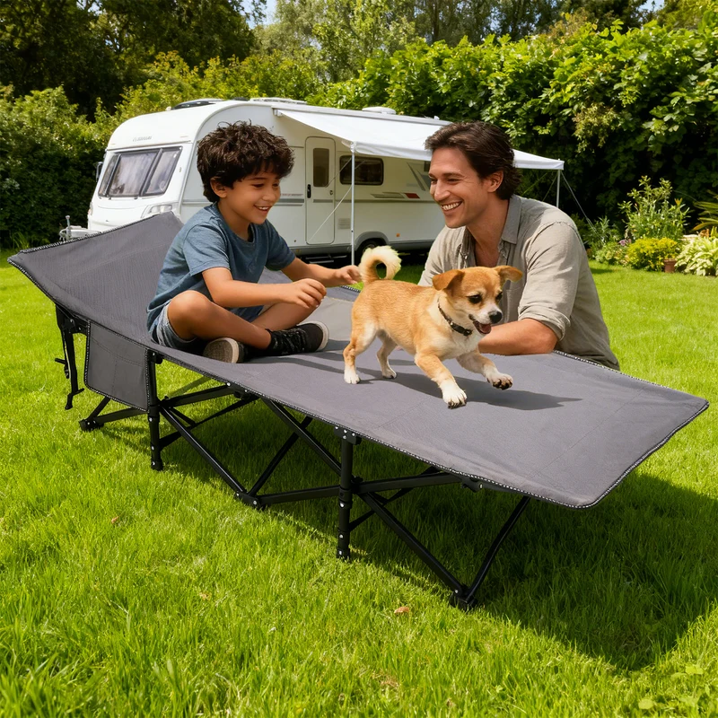 Sekey Feldbett Campingbett Klappbar 190×71×35 cm | 200 kg belastbar | 1200D Oxford | wahlweise mit 7 cm Matratze | Faltbare Camping- & Angelliege für Garten & Outdoor