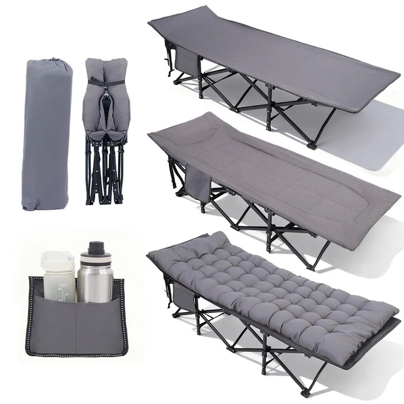 Sekey Feldbett Campingbett Klappbar 190×71×35 cm | 200 kg belastbar | inkl. Matratze & 3-in-1-Seitentasche | Faltbares Gästebett für Camping, Garten & Reise