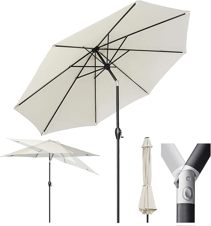 Sekey Alu Sonnenschirm mit UV-Schutz 50+ – Windfester Gartenschirm mit Kurbel für Balkon, Terrasse & Garten