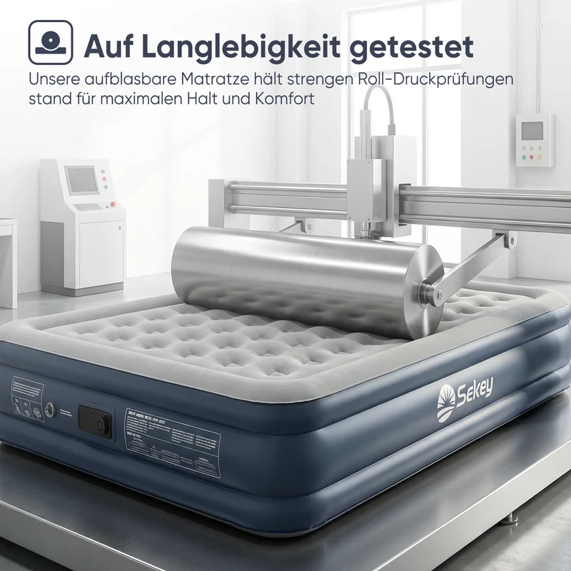 Sekey XXL Luftmatratze selbstaufblasend 2 Personen 203×152×46 cm, Luftbett mit integrierter elektrischer Pumpe, einstellbarer Härtegrad, komfortables Gästebett, schnell aufblasbar