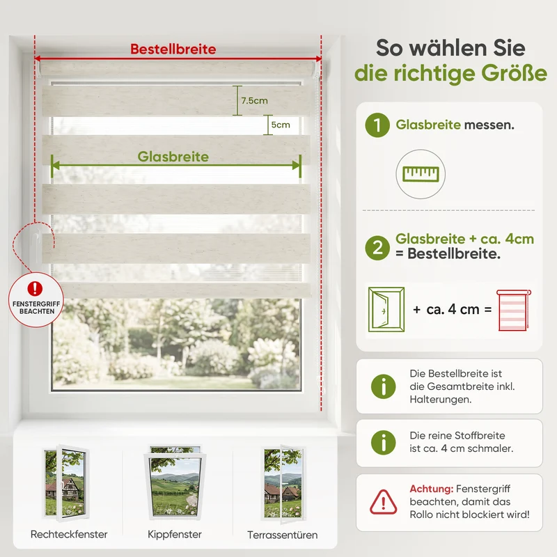 Salcar Doppelrollo Klemmfix Leinenoptik Beige – Duo Rollo ohne Bohren für Fenster, Zebra Rollo mit natürlicher Leinenstruktur und Sichtschutz