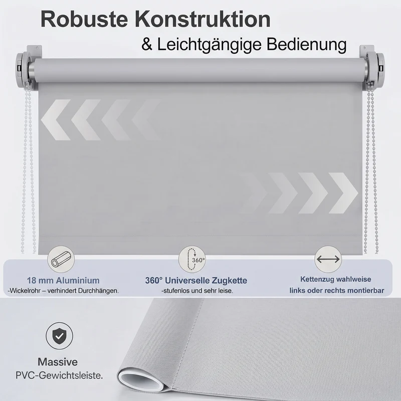 Salcar Thermorollo ohne Bohren Klemmfix Hellgrau – Verdunkelungsrollo für Fenster & Tür mit Thermobeschichtung, Sonnenschutz, Hitzeschutz & Sichtschutz