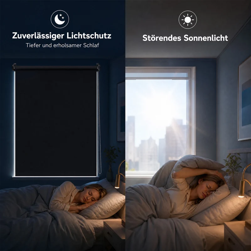 Salcar Thermorollo ohne Bohren Klemmfix – Verdunkelungsrollo für Fenster & Tür, Seitenzugrollo mit Thermobeschichtung, Sonnenschutz & Hitzeschutz, Sichtschutzrollo Schwarz
