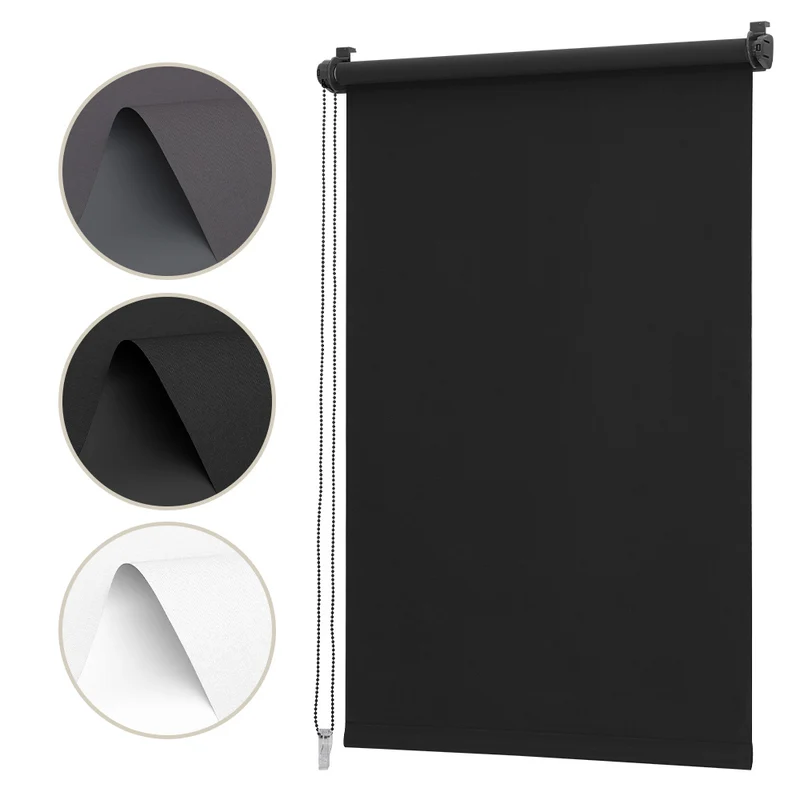 Sekey Verdunkelungsrollo ohne Bohren – Klemmfix Seitenzugrollo für Fenster, Sonnenschutz & Sichtschutz, 100 % Polyester, Schwarz