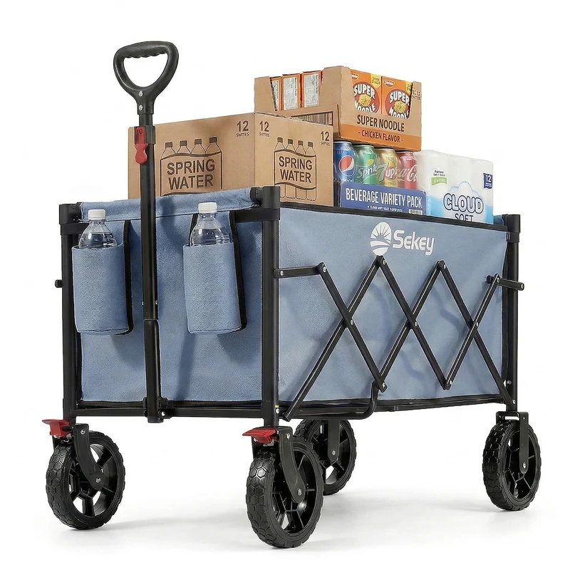 Sekey Bollerwagen Faltbar 120L – bis 100kg belastbar, Geländetauglicher Handwagen mit Bremse & verstellbarer Zugstange (83–103 cm), klappbar & kompakt für Camping, Einkauf & Transport, 4029 Pro, 4030