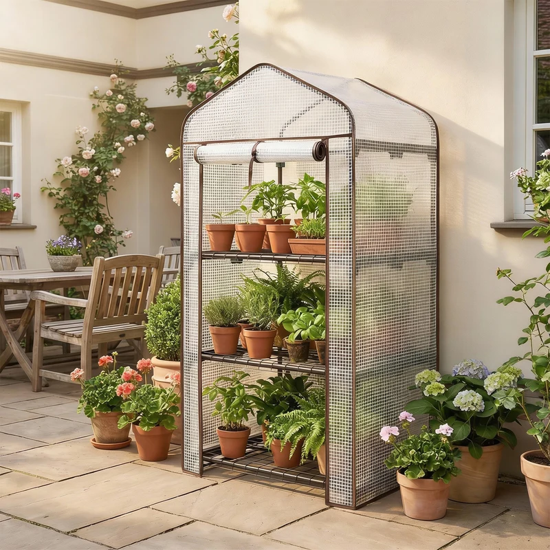 Sekey Mini Tomatengewächshaus 3 Etagen – Winterfestes Balkon-Gewächshaus für Indoor & Outdoor mit flexiblem Pflanzsystem