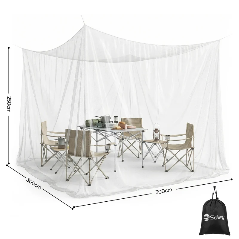 Sekey Moskitonetz Weiß 300x300x250 cm – Doppelbett, Pavillon & Outdoor Schutz vor Mücken