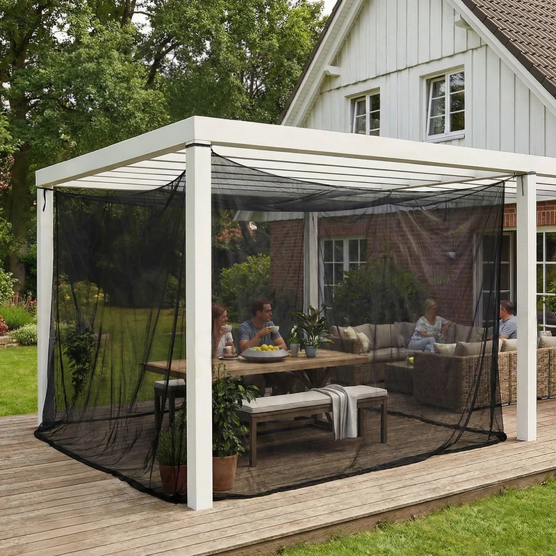Sekey XXL Moskitonetz Schwarz 300x300x250 cm – Doppelbett, Pavillon & Outdoor Insektenschutz