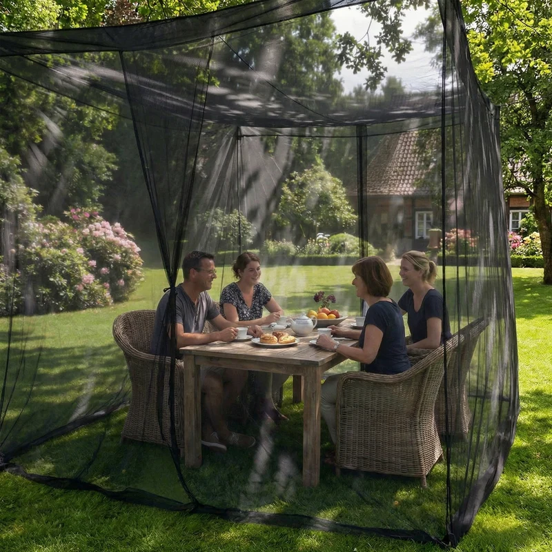 Sekey XXL Moskitonetz Schwarz 300x300x250 cm – Doppelbett, Pavillon & Outdoor Insektenschutz
