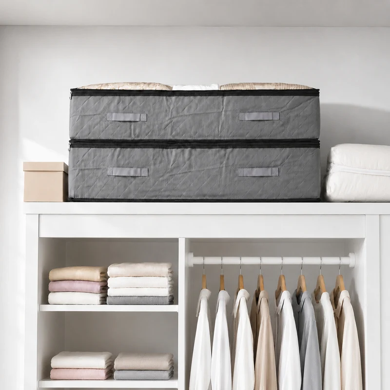 Sekey Unterbett-Aufbewahrungstasche 110L – Faltbare Aufbewahrungsbox mit transparentem Deckel, Doppelreißverschluss & 4 Tragegriffen, 100 × 50 × 19 cm, für Kleidung, Bettwäsche & Decken