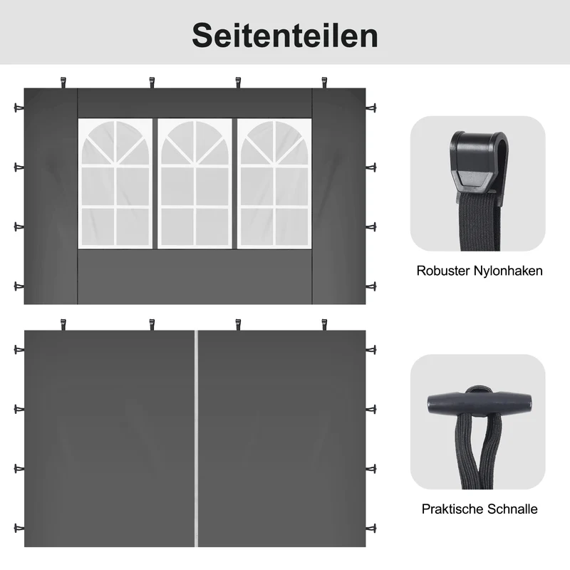 Sekey Faltpavillon 3x3 m mit 4 Seitenteilen & transparentem EVA-Regenschutz – Wasserdichter Gartenpavillon, Pop-Up Partyzelt mit 420D Oxford-Gewebe & UPF 50+