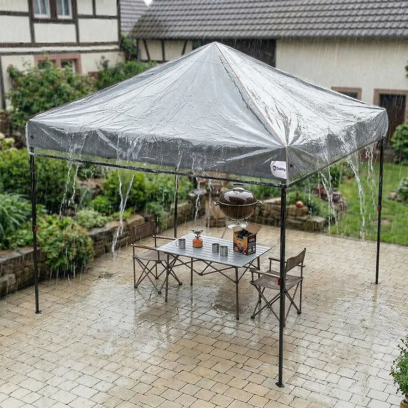 Sekey Faltpavillon 3x3 m mit 4 Seitenteilen & transparentem EVA-Regenschutz – Wasserdichter Gartenpavillon, Pop-Up Partyzelt mit 420D Oxford-Gewebe & UPF 50+