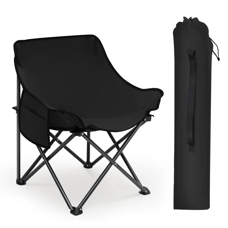 Sunula Campingstuhl Faltbar Ultraleicht, 1/2 Stück, Tragbar mit Tragetasche und Seitentaschen, 100 kg Belastbar, Rutschfeste Füße, Mondstuhl Design, Für Camping, Angeln, Picknick, Garten, Strand, 600D Oxford-Stoff