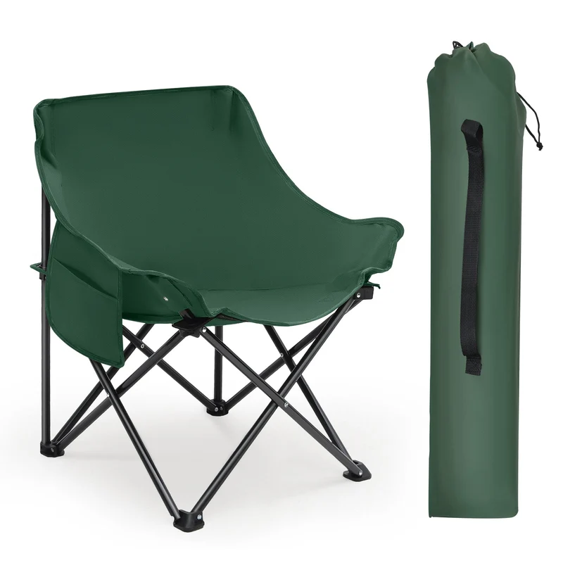 Sunula Campingstuhl Faltbar Ultraleicht, 1/2 Stück, Tragbar mit Tragetasche und Seitentaschen, 100 kg Belastbar, Rutschfeste Füße, Mondstuhl Design, Für Camping, Angeln, Picknick, Garten, Strand, 600D Oxford-Stoff