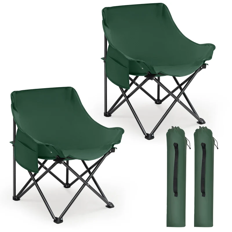 Sunula Campingstuhl Faltbar Ultraleicht, 1/2 Stück, Tragbar mit Tragetasche und Seitentaschen, 100 kg Belastbar, Rutschfeste Füße, Mondstuhl Design, Für Camping, Angeln, Picknick, Garten, Strand, 600D Oxford-Stoff