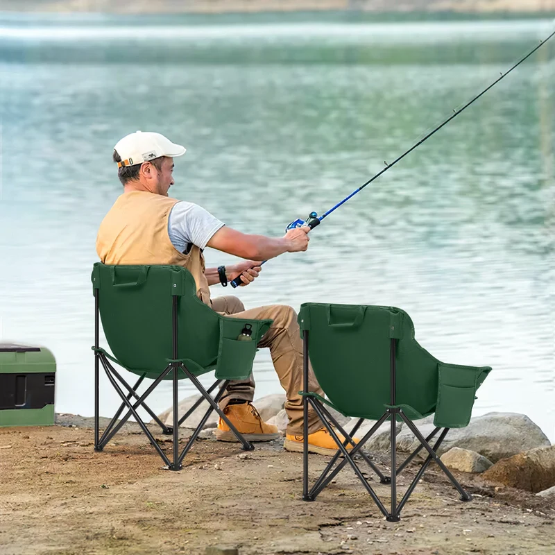 Sunula Campingstuhl Faltbar Ultraleicht, 1/2 Stück, Tragbar mit Tragetasche und Seitentaschen, 100 kg Belastbar, Rutschfeste Füße, Mondstuhl Design, Für Camping, Angeln, Picknick, Garten, Strand, 600D Oxford-Stoff