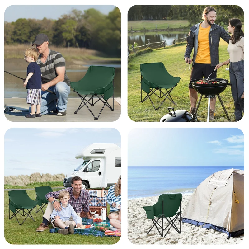 Sunula Campingstuhl Faltbar Ultraleicht, 1/2 Stück, Tragbar mit Tragetasche und Seitentaschen, 100 kg Belastbar, Rutschfeste Füße, Mondstuhl Design, Für Camping, Angeln, Picknick, Garten, Strand, 600D Oxford-Stoff